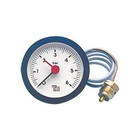 Manomètre rond 43mm avec capillaire 1500mm – Plage de pression 0 à 4 bars – Lecture précise pour systèmes divers – TG