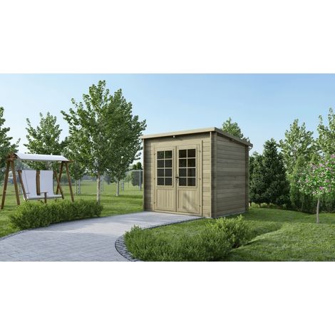 Abri de jardin en bois - 5m2 - 2,50x2m - Traité - Ep. 28mm - Couleur: vert (1/5)