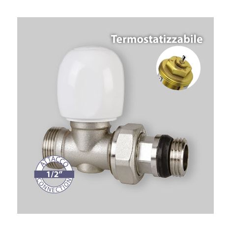 Valvola Diritta Termostatizzabile Attacco Per Tubo Rame, Multistrato E Pe-X "Tulipano" Icma 1/2" X 1/2" (1/3)