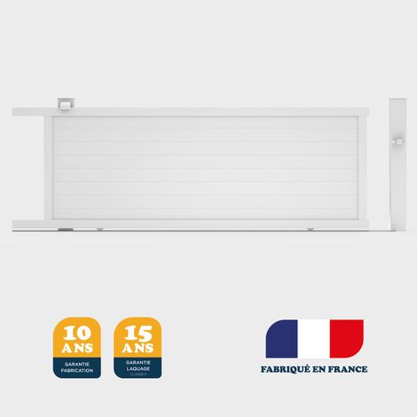 Portail coulissant prêt à la pose YEL Blanc 9016 - L356 cm X H166 cm en aluminium manuel BELTY (1/4)