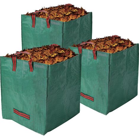 3 PCS Sacs de Jardin, 125L Réutilisables Carrés Sacs à Déchets de Jardin avec Poignées, Pliables Sacs à Feuilles, Sacs pour Déchets de Jardin pour Herbe, Feuilles, Bois, Déchets Verts (1/5)
