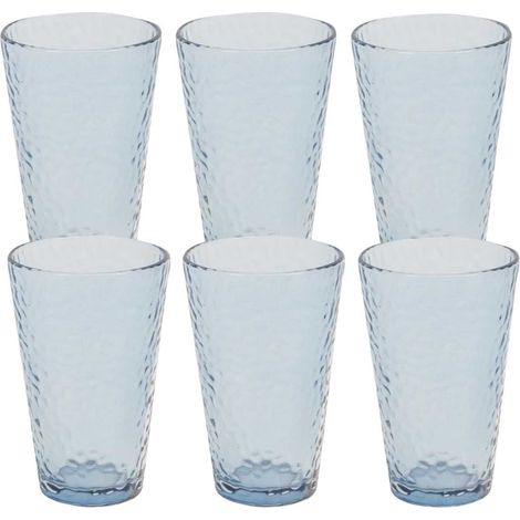 Set de 6 verres 34cl en verre martelé bleu fumé (1/3)