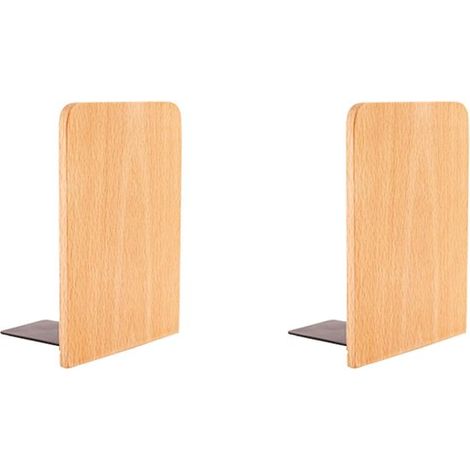 Serre-livres en bois (lot de 2, 17 x 12 x 10,5 cm) — Convient aux écoles, bureaux et bibliothèques — Peut servir de serre-livres, de supports de livres, de supports d'étagère, de présentoirs à CD et d (1/5)