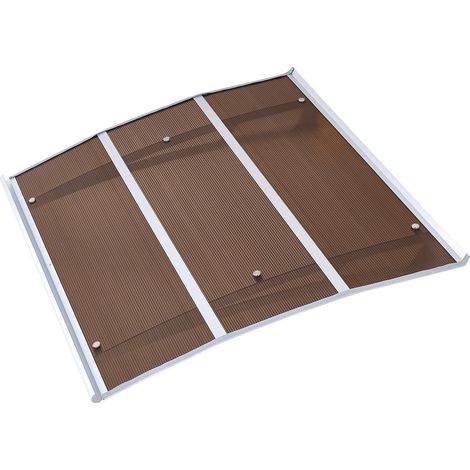 Auvents de porte d'entrée 37 x 47 pouces,protection contre la pluie,la neige et le soleil,auvent en polycarbonate pour porche,marron (1/5)