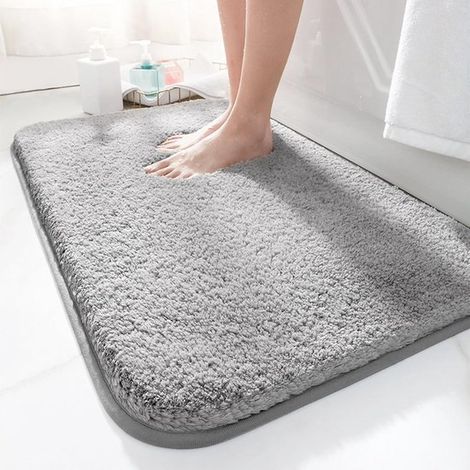 Tappetino da bagno 60 x 90 cm, antiscivolo, morbido, assorbente, in microfibra, per il bagno, lavabile in lavatrice, grigio scuro (1/5)