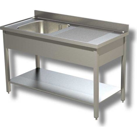 Plonge Inox Evier à Gauche avec Etagère - Gamme 600 - Ristopro