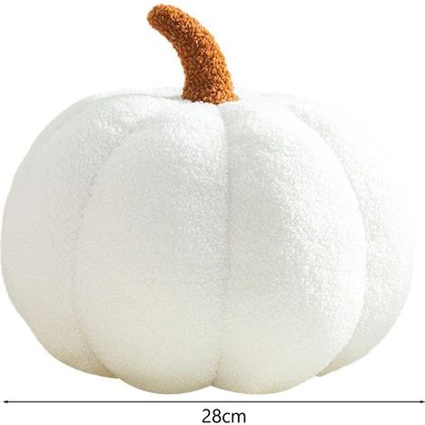Citrouille Peluche Coussin, 28 CM Ultra Doux Moelleux Peluche Citrouille Coussin, Coussin Automne Halloween/Thanksgiving Blanc (1/4)