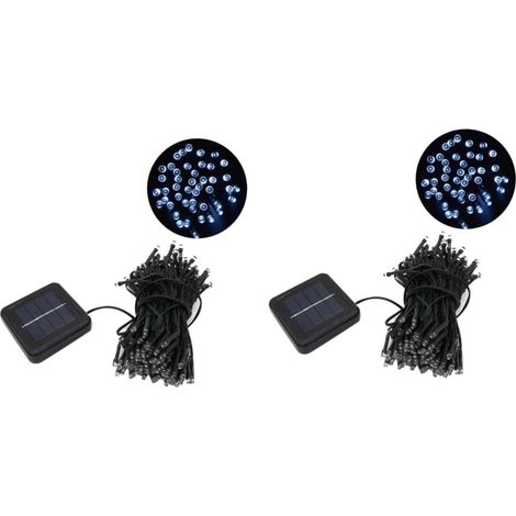 Lot De 2 Guirlandes Lumineuses Solaires À 200 Led Lumière Blanche Avec Panneau Solaire Pour Noël Mariage Anniversaire