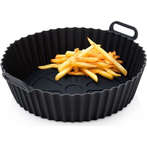 Silicone Air Fryer Liner, Reusable, Black, 20.5 cm (1/5)