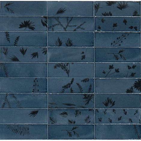 Carrelage Effet Zellige RICE 5x15 cm Blu Leaf