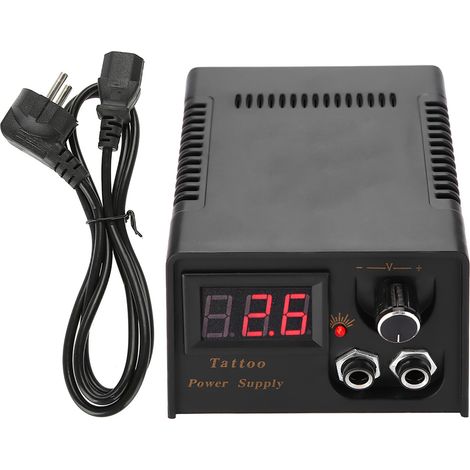 Kit d'alimentation professionnelle noire pour machine à tatouer, transformateur à tête de lion, prise UE (1/5)