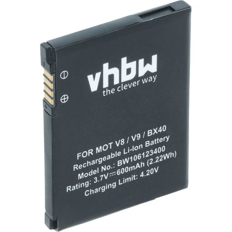 vhbw Akku kompatibel mit Motorola MOTO JEWEL, MOTO U8, MOTO U9, MOTORAZR2 V9, MOTORAZR2 V9M Handy Smartphone Telefon (600 mAh, 3,7 V, Li-Ion) (1/5)