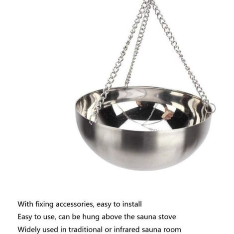 Bol Sauna - Acier Inoxydable - 20 cm - Pour Huile Essentielle et Cristal de Sel - Compatible Sauna Traditionnel et Infrarouge - 1 Pièce (1/5)
