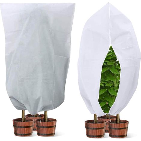Housse Hivernage Plante 200x240cm avec Cordon de Serrage et Zipper Voile d’Hivernage Housse de Protection pour Plantes Réutilisable Blanc A (1/5)