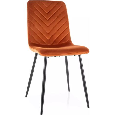 Chaise velours cannelle et pieds métal noir mat finition élégante dossier ZUTE (1/4)