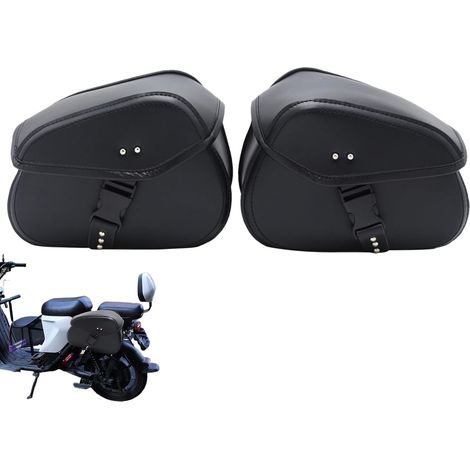 Idea Sacoches de selle de moto – Sacoches latérales imperméables en cuir synthétique universelles avec fermeture rapide Solution de bagages résistante pour les randonnées, les trajets et (1/5)