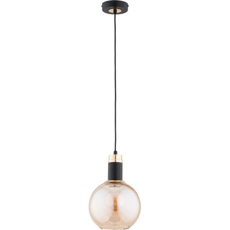 Suspension CELEST noire verre ambre or 1xE27 90cm Alfa (1/3)