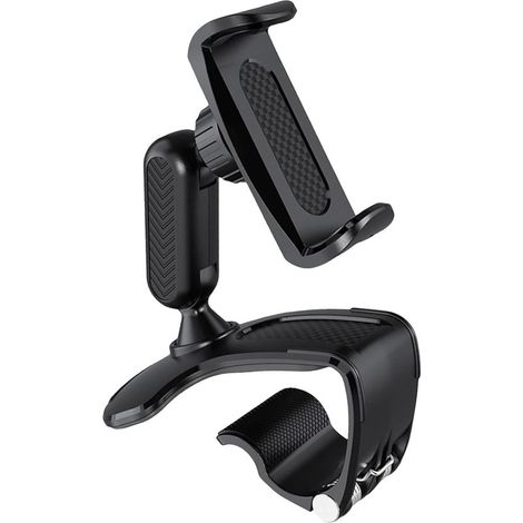 Soporte para teléfono giratorio 360°. Ideal para usar en el coche. Cuenta con una pinza ajustable. Se puede colocar en el salpicadero (1/5)