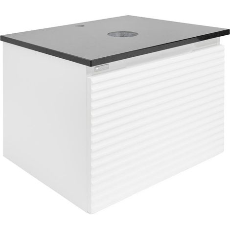 Swiss Aqua Technologies Mueble de baño con encimera de piedra artificial SAT Evolution de 58x30x44,8 cm blanco mate (SATEVO60WMTK).