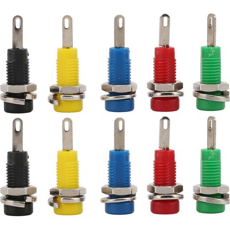 J.40003 2-mm-Panel-Buchse, 5 Farben, 30 V AC–60 V DC/max. 10 A, Bananenstecker mit Federkontakt für Wechselrichter, Versand (1/5)