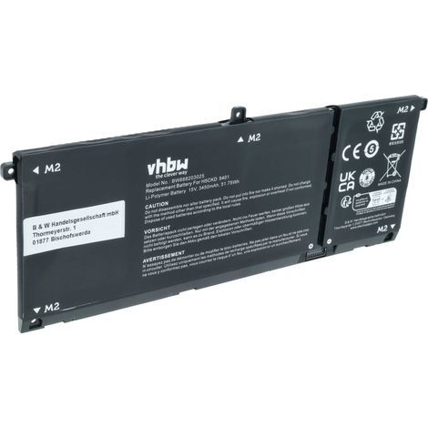 vhbw Akku Ersatz für Dell 9077G, H5CKD, TXD0 für Notebook (3450 mAh, 15 V, Li-Polymer) (1/5)