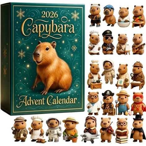 Calendrier de l'Avent Capybara 2026 - Compte à rebours de Noël de 24 jours avec de jolis ornements Capybara, décoration de sapin de Noël pour les amoureux des animaux (Pendentif en acrylique)