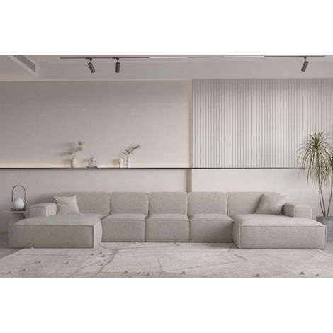 Wohnlandschaft U-Form CELES PREMIUM XL in Stoff Ascot Bukla Beige (1/2)