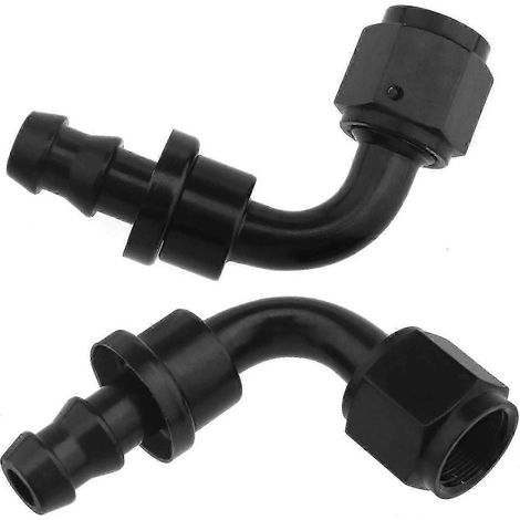 Raccord de tuyau de carburant à 90 degrés sans douille, noir, de remplacement pour tuyau à insertion rapide AN-8 (noir) (2 pièces) (1/5)