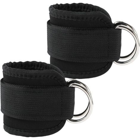 2-piece cable pulley ankle strap for weight training, weightlifting and cable machines, ankle bandages for kickback, leg and glute exercises