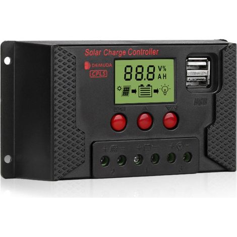 30-A-Solarpanel-Laderegler, intelligenter 12-V-/24-V-Batterieregler, Solarpanel-Laderegler mit einstellbarem LCD-Display, zwei USB-Anschlüsse (1/5)