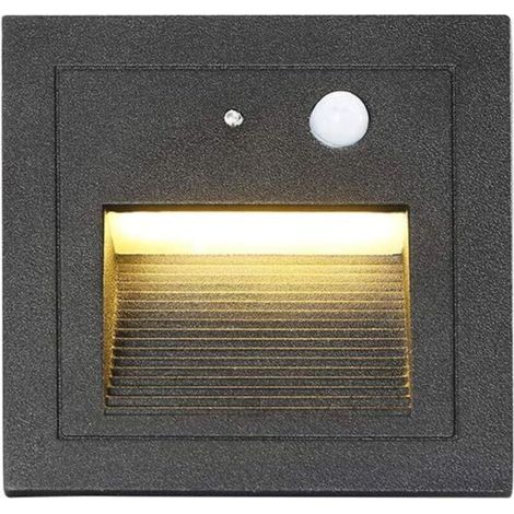Ineasicer Pack of 1 LED Recessed Wall Spotlight 3W Stair Light with Motion Sensor, 2800K Warm White (1/5)