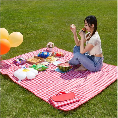 Tapis de Pique-nique 150 x 200 cm, Pliable pour Plein Air, Imperméable et Anti-sable, Tapis de Transport pour Famille, Plage, Camping (1/5)