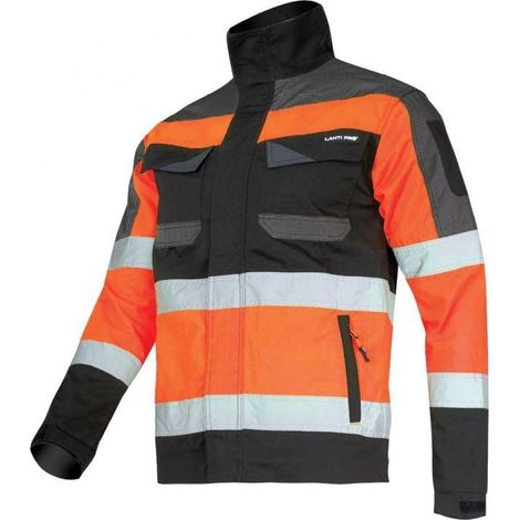 Giacca di avvertimento Lahti Pro nera e arancione slim fit (1/2)