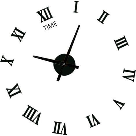 Horloge murale silencieuse 3D moderne en acrylique noir, à monter soi-même et à coller soi-même, pour salon ou maison. (1/5)