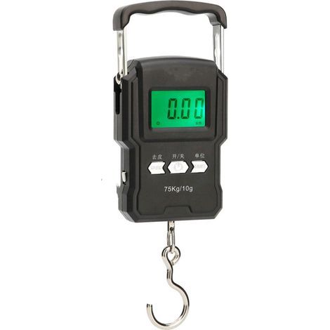 Electronic Fishing Scale, 165lb/75kg Hanging Luggage Scale, Suitable for Outdoor Fishing (Black)