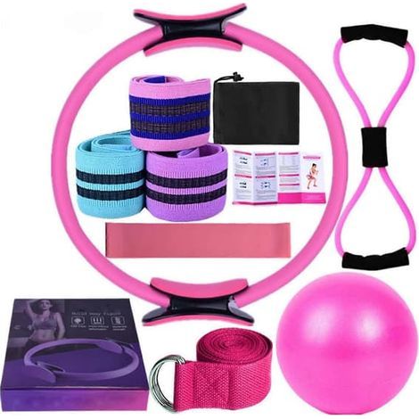 Kit Pilates : Kit essentiel pour femmes, anneaux et balles de Pilates, bandes de résistance, idéal pour les entraînements à domicile. (1/4)