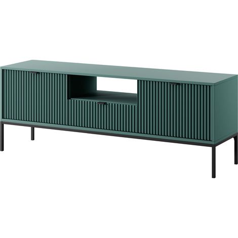 Selsey Vellore – TV-Lowboard mit Schublade und schwarzem Gestell, Grün, 154 cm