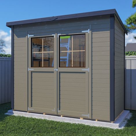 Abri de jardin bois Bertilo Simplo 2,91m² 12mm avec plancher gris beige RAL7006 (1/5)