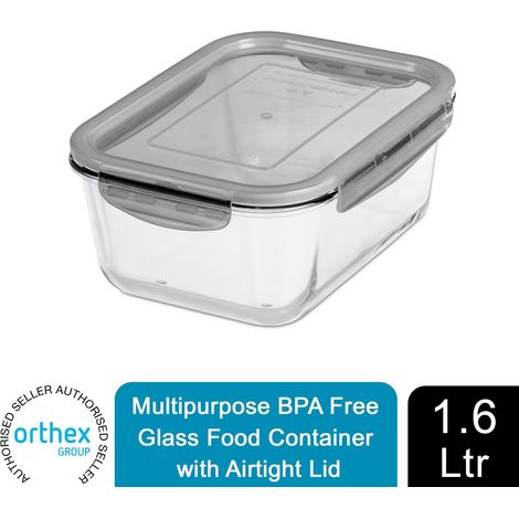 SmartStore Multipurpose BPA Free Glass Food Container with Airtight Lid, 1.6 L