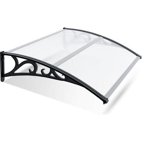 Wolketon Auvent d’entrée 150 x 100 cm, protEBtion pluie transparente en polycarbonate, bras ABS (1/5)
