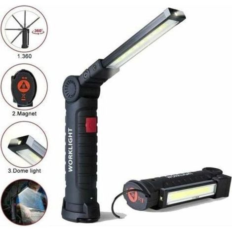 Crezuo 800 Lumen wiederaufladbare LED-Arbeitsleuchte – 5 Leuchtmodi – Magnetfuß – Wasserdicht für Baustellen und Camping