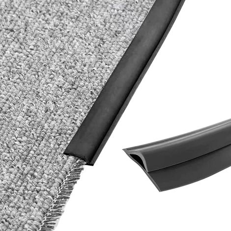 Garniture de bordure de moquette autocollante, bande de transition de sol en PVC, bande de scellement de joint de transition pour tapis de porte, de moquette à parquet, gris (noir, 32,8 pieds) (1/5)