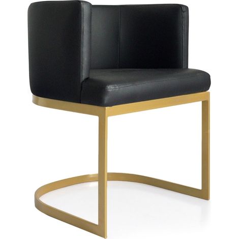 Chaise / Fauteuil Noellie Simili P.U. Noir pieds Or