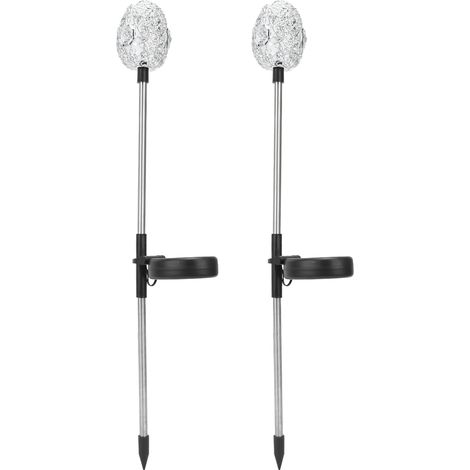 Lot de 2 lampes solaires de jardin étanches à piquet, pour la décoration extérieure de votre cour ou jardin, lumière chaude. (1/5)