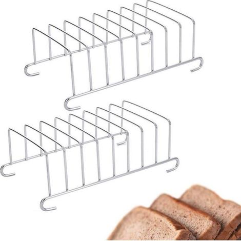 2 Supports à toast,Acier inoxydable,8 fentes,155x85mm,Pour grille de refroidissement,Cuisine (1/5)