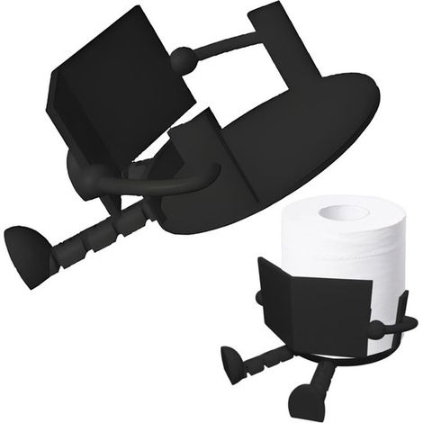 Soporte para papel higiénico - Organizador de papel - Decoración para baño - Diseño 3D único - 16x16 cm - Negro (1/5)
