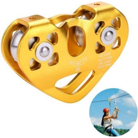 Poulie de blocage, poulie, descendeur - Poulie de secours double Tandem Speed pour escalade, poulie double avec roulement à billes, poulie simple fixe en aluminium