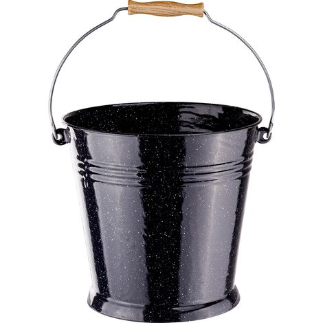Ascheeimer Zinkeimer 10 Liter emailliert schwarz Aschebehälter Kohleeimer Kübel (1/5)