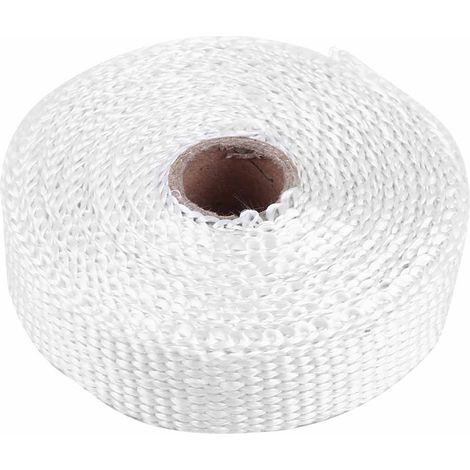 Ruban isolant auto pour gaine thermique échappement 5 m blanc avec 4 colliers de câble en acier inoxydable (1/5)
