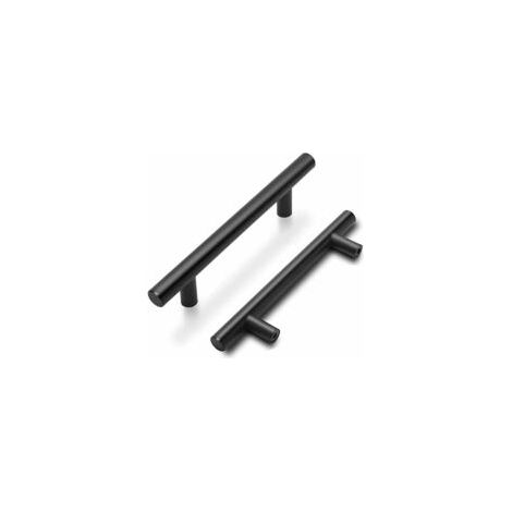 Set di 5 maniglie per mobili da cucina nere Goldenwarm ZVD, maniglie per ante da cucina nere, maniglie per mobili da cucina nere con finitura opaca in acciaio inox, interasse fori 96 mm - Crezuo (1/3)